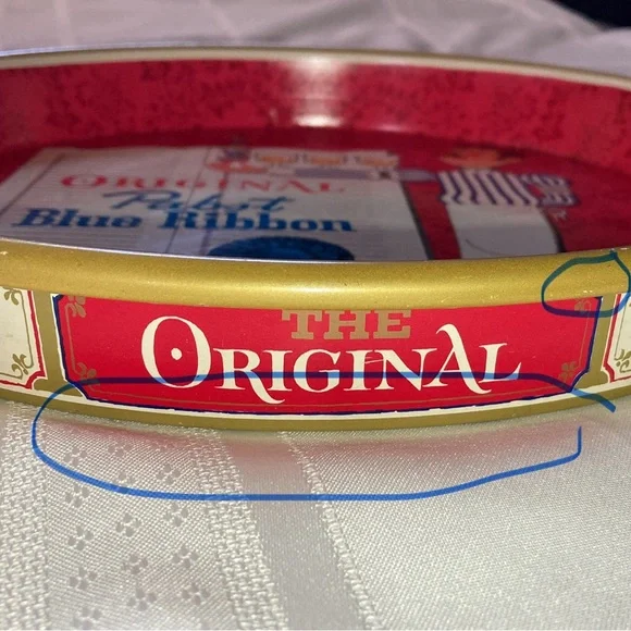 VINTAGE ORIGINAL PABST BLUE RIBBON BEER METAL BEER SERVING TRAY 1960's 13" - Picture 7 of 12